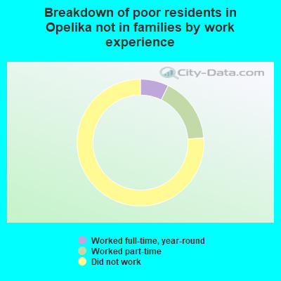 Breakdown of poor residents in Opelika not in families by work experience